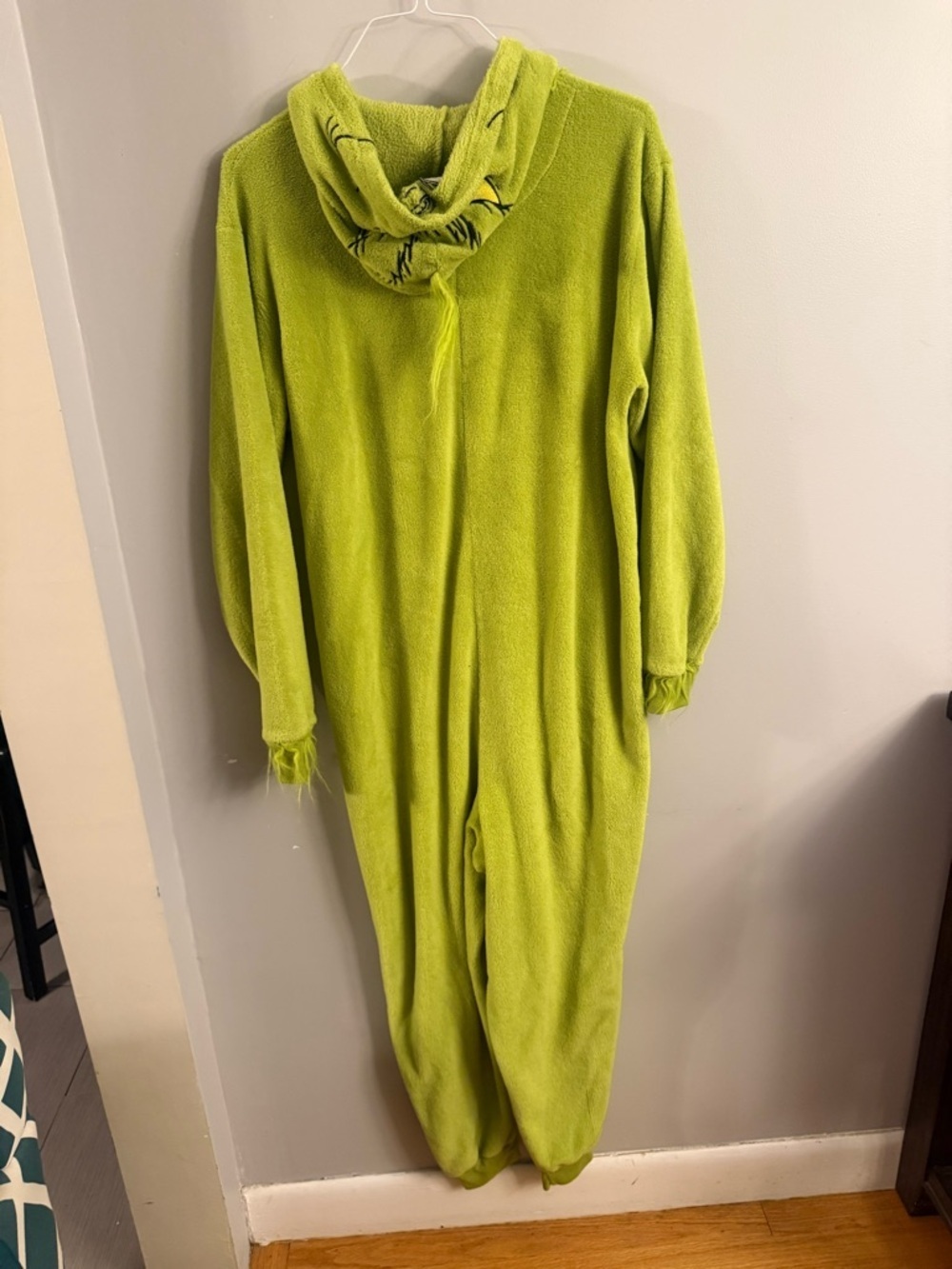 Dr Seuss The Grinch Fleece One Piece Pajamas Adult Medium Always Naughty Hooded - Picture 5 of 7